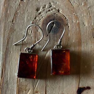Amber Rectangular Drop Earrings